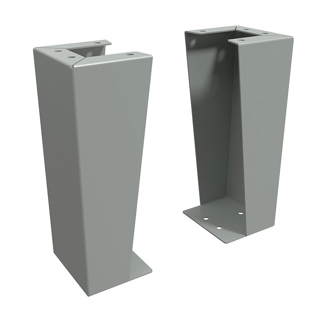 1481FE6K - Hammond floor stand kit, 15in height, carbon steel, ANSI 61 gray, powder coat finish. For use with 6in deep enclosures. Includes (2) floor stands and mounting hardware.