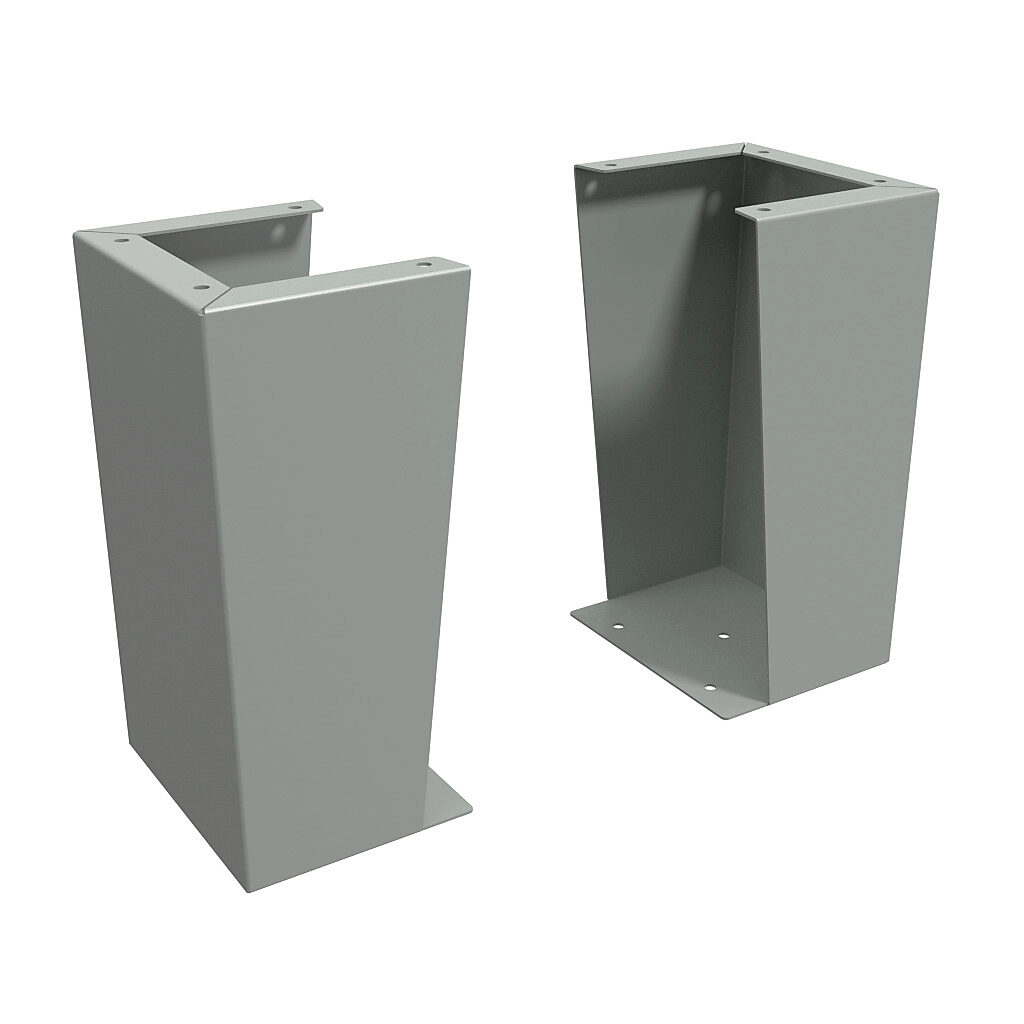 1481FG10K - Hammond floor stand kit, 18in height, carbon steel, ANSI 61 gray, powder coat finish. For use with 10in deep enclosures. Includes (2) floor stands and mounting hardware.