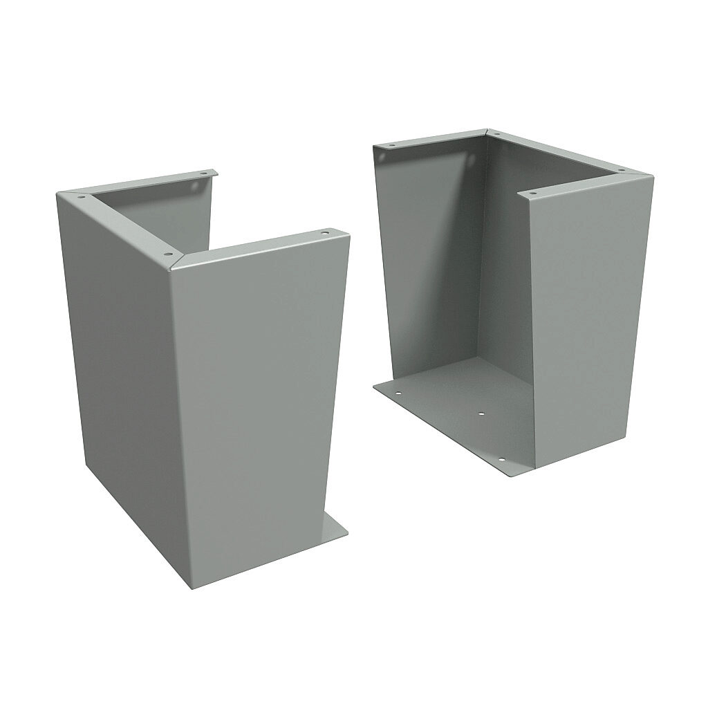 1481FG16K - Hammond floor stand kit, 18in height, carbon steel, ANSI 61 gray, powder coat finish. For use with 16in deep enclosures. Includes (2) floor stands and mounting hardware.