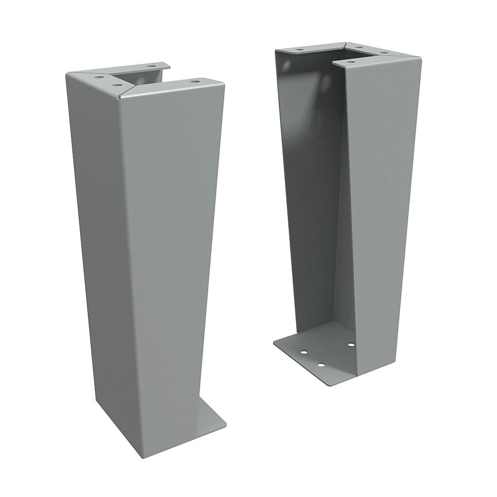 1481FG6K - Hammond floor stand kit, 18in height, carbon steel, ANSI 61 gray, powder coat finish. For use with 6in deep enclosures. Includes (2) floor stands and mounting hardware.