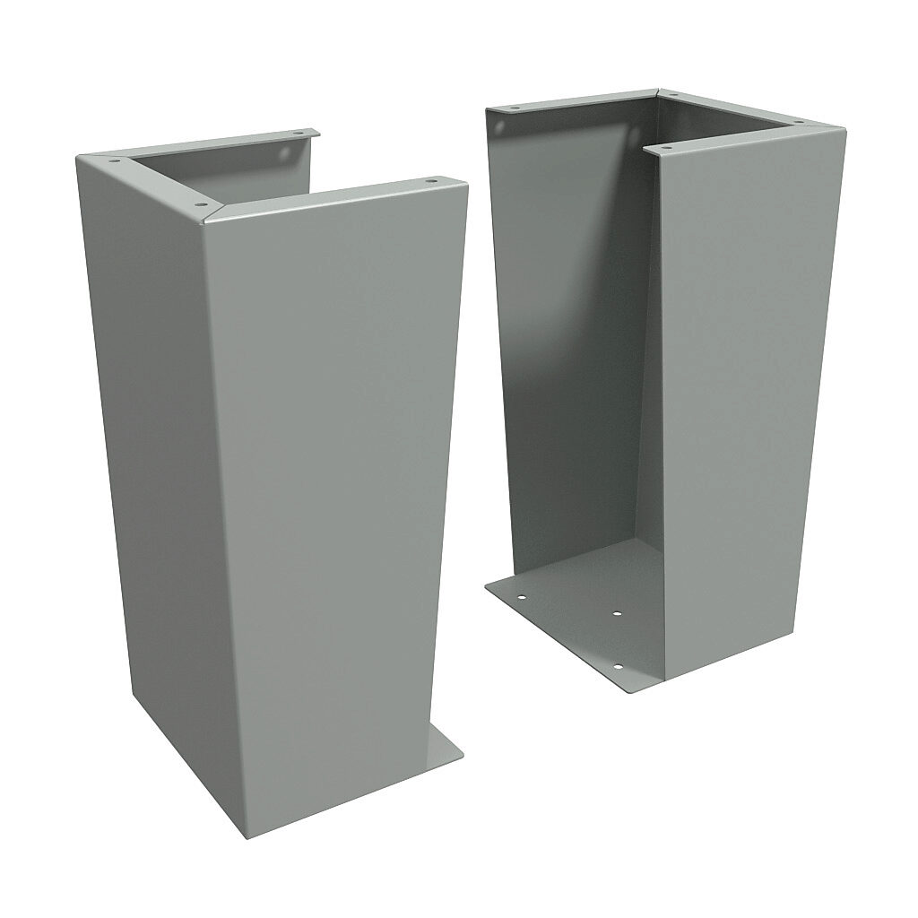 1481FK12K - Hammond floor stand kit, 24in height, carbon steel, ANSI 61 gray, powder coat finish. For use with 12in deep enclosures. Includes (2) floor stands and mounting hardware.