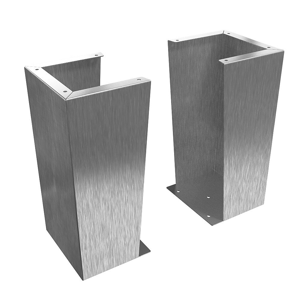 1481FK12KSS - Hammond floor stand kit, 24in height, 304 stainless steel, #4 brush finish. For use with 12in deep enclosures. Includes (2) floor stands and mounting hardware.