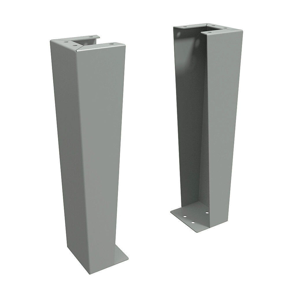 1481FK6K - Hammond floor stand kit, 24in height, carbon steel, ANSI 61 gray, powder coat finish. For use with 6in deep enclosures. Includes (2) floor stands and mounting hardware.