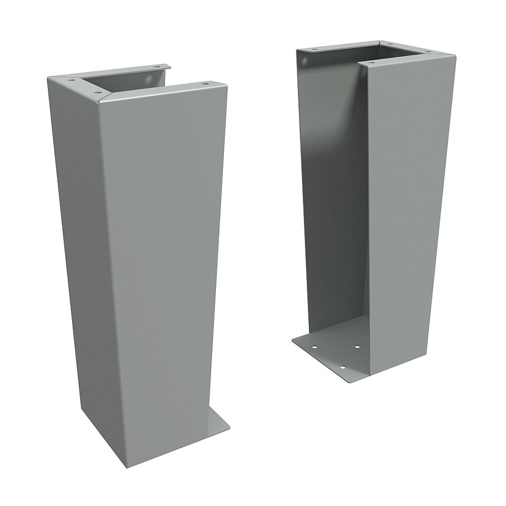 1481FK8K - Hammond floor stand kit, 24in height, carbon steel, ANSI 61 gray, powder coat finish. For use with 8in deep enclosures. Includes (2) floor stands and mounting hardware.