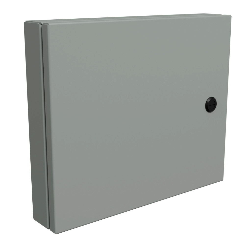 1481SDH1418 - Hammond universal deep-hinged door, NEMA 4/12, 12.19 x 14.56 x 2.75in, carbon steel, ANSI 61 gray, concealed hinges. For use with wall-mount enclosures.