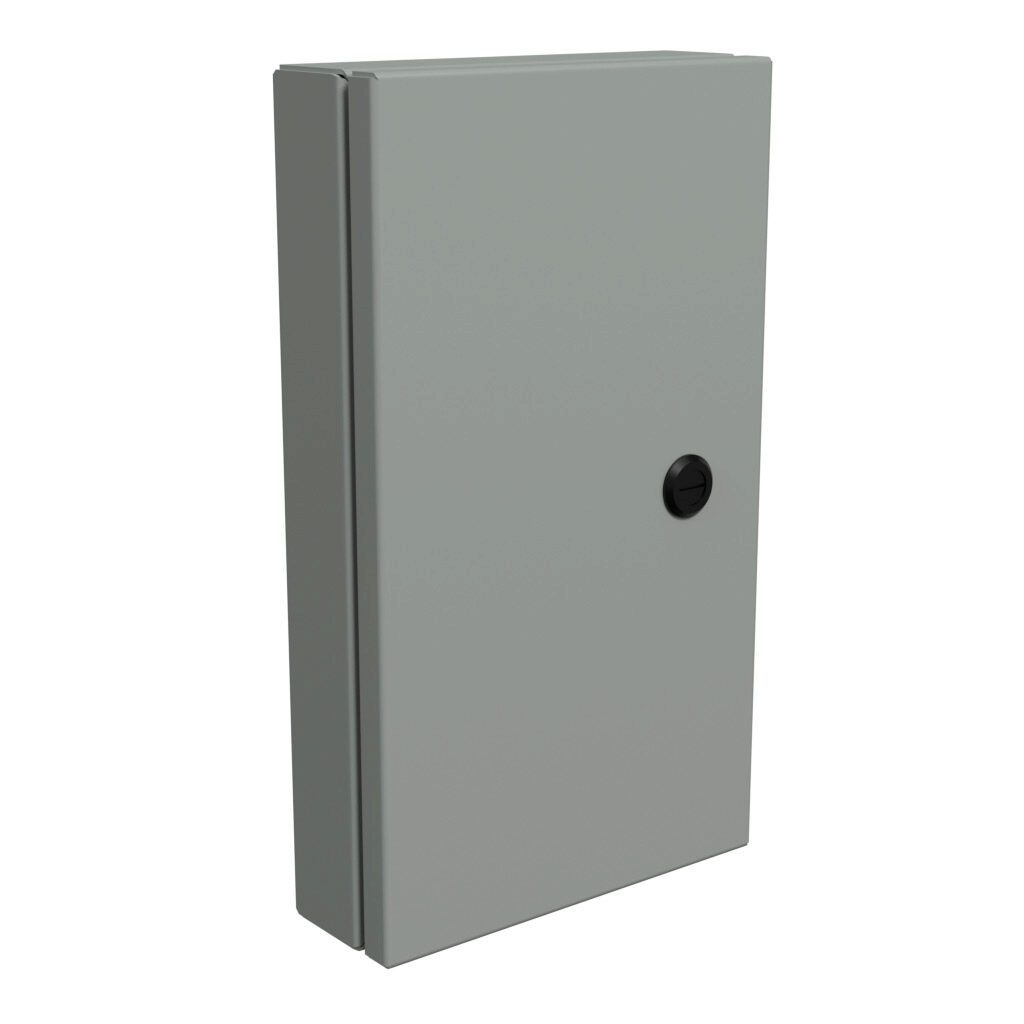 1481SDH1612 - Hammond universal deep-hinged door, NEMA 4/12, 14.19 x 8.14 x 2.75in, carbon steel, ANSI 61 gray, concealed hinges. For use with wall-mount enclosures.