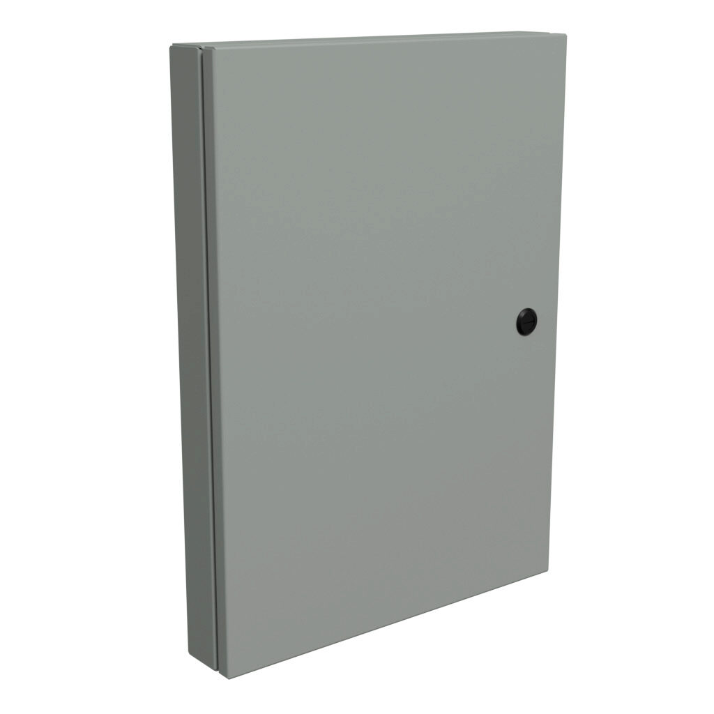 1481SDH2420 - Hammond universal deep-hinged door, NEMA 4/12, 22.19 x 16.14 x 2.75in, carbon steel, ANSI 61 gray, concealed hinges. For use with wall-mount enclosures.