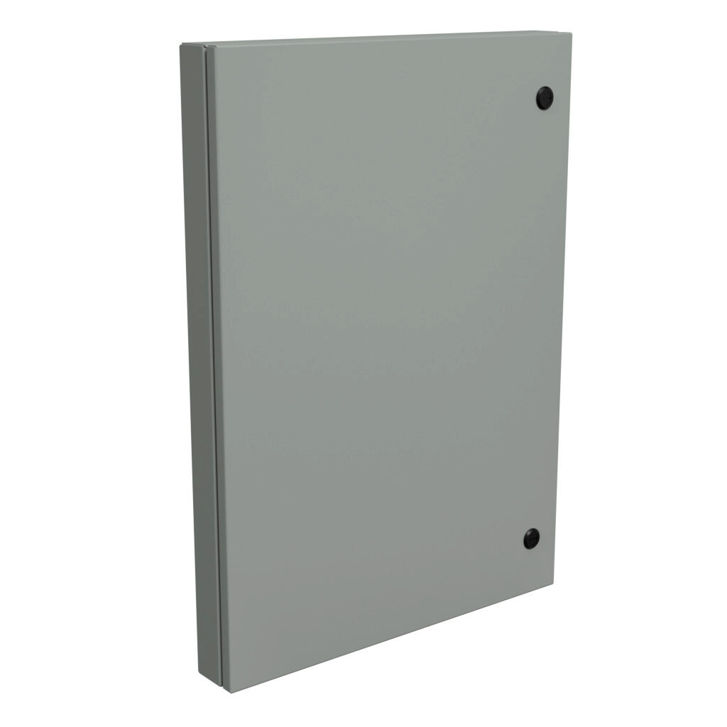1481SDH3024 - Hammond universal deep-hinged door, NEMA 4/12, 28.19 x 20.14 x 2.75in, carbon steel, ANSI 61 gray, concealed hinges. For use with wall-mount enclosures.