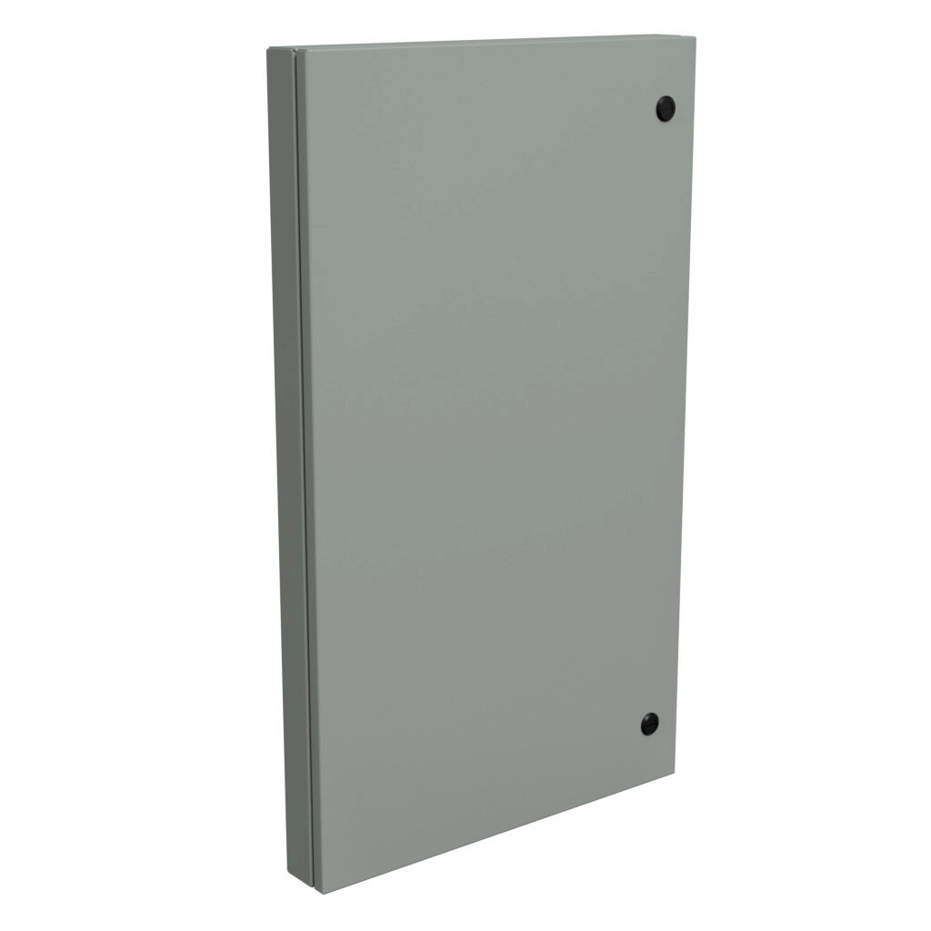 1481SDH3624 - Hammond universal deep-hinged door, NEMA 4/12, 34.19 x 20.14 x 2.75in, carbon steel, ANSI 61 gray, concealed hinges. For use with wall-mount enclosures.
