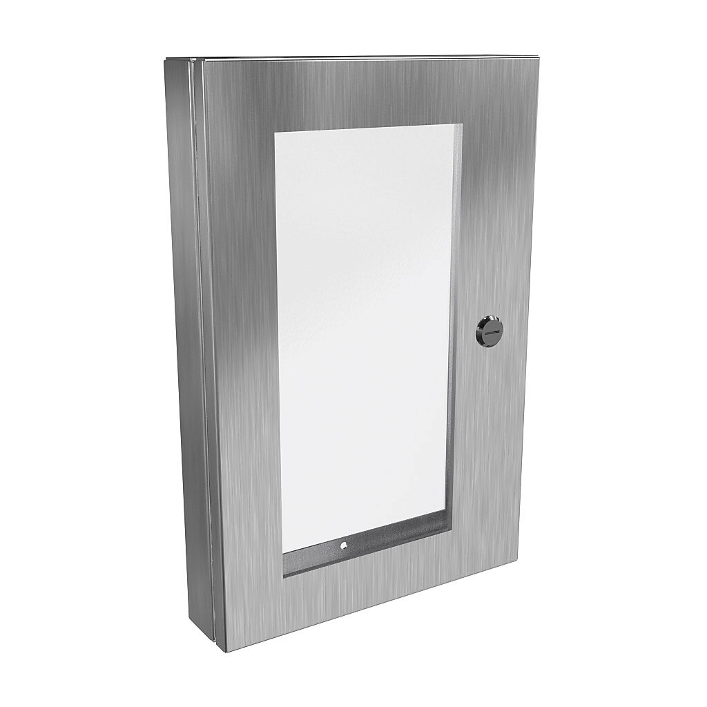 1481WSSDH2016 - Hammond universal deep-hinged door, NEMA 4/4X/12, 18.19 x 12.14 x 2.75in, 316L stainless steel, concealed hinges, polycarbonate window. For use with wall-mount enclosures.