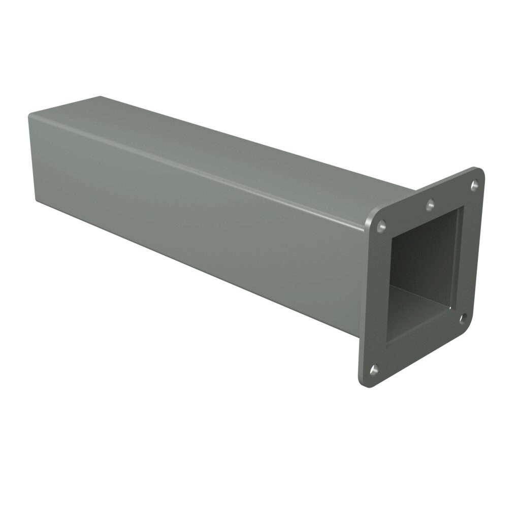1485BW2 - Hammond pull-through wireway fitting, cut-off fitting, 2.5 x 2.5 x up to 12in, carbon steel, ANSI 61 gray, powder coat finish, NEMA 12. For use with 1485 series wireway.