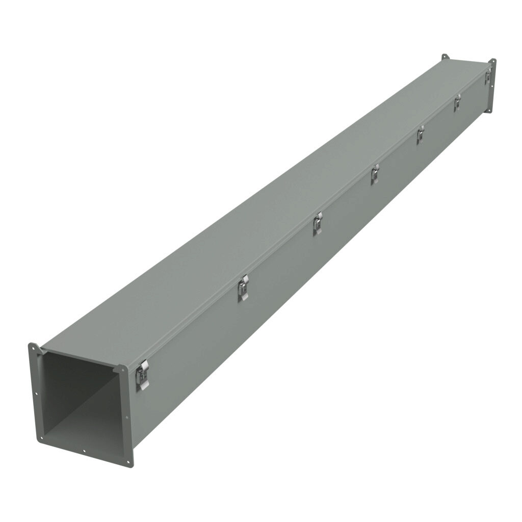 1485E120 - Hammond 1485 series lay-in wireway, 8 x 8 x 120in, carbon steel, ANSI 61 gray, powder coat finish, hinged cover, quick-release clamps, NEMA 12.