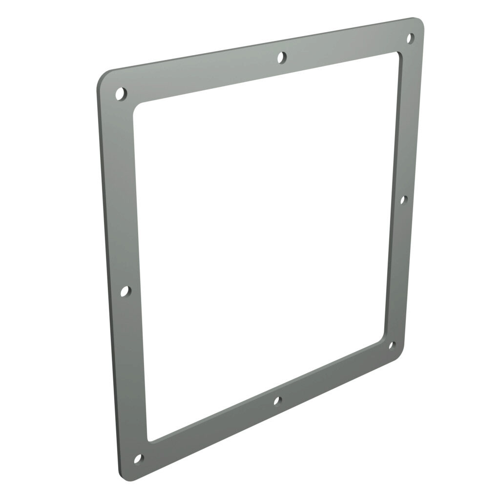 1485EK - Hammond wireway fitting, box connector, 8 x 8in, carbon steel, ANSI 61 gray, powder coat finish, NEMA 12. For use with 1485 series wireway.