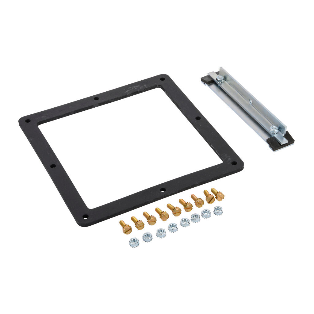 1485ES9 - Hammond wireway fitting, angle sealing plate, 8 x 8in, carbon steel, ANSI 61 gray, powder coat finish, NEMA 12. For use with 1485 series wireway.