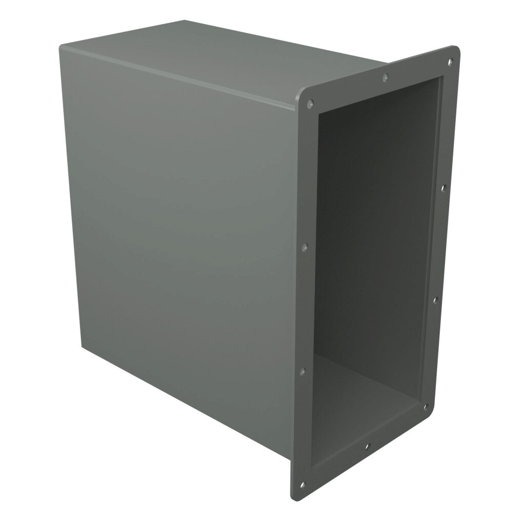 1485FW2 - Hammond pull-through wireway fitting, cut-off fitting, 12 x 6 x up to 12in, carbon steel, ANSI 61 gray, powder coat finish, NEMA 12. For use with 1485 series wireway.