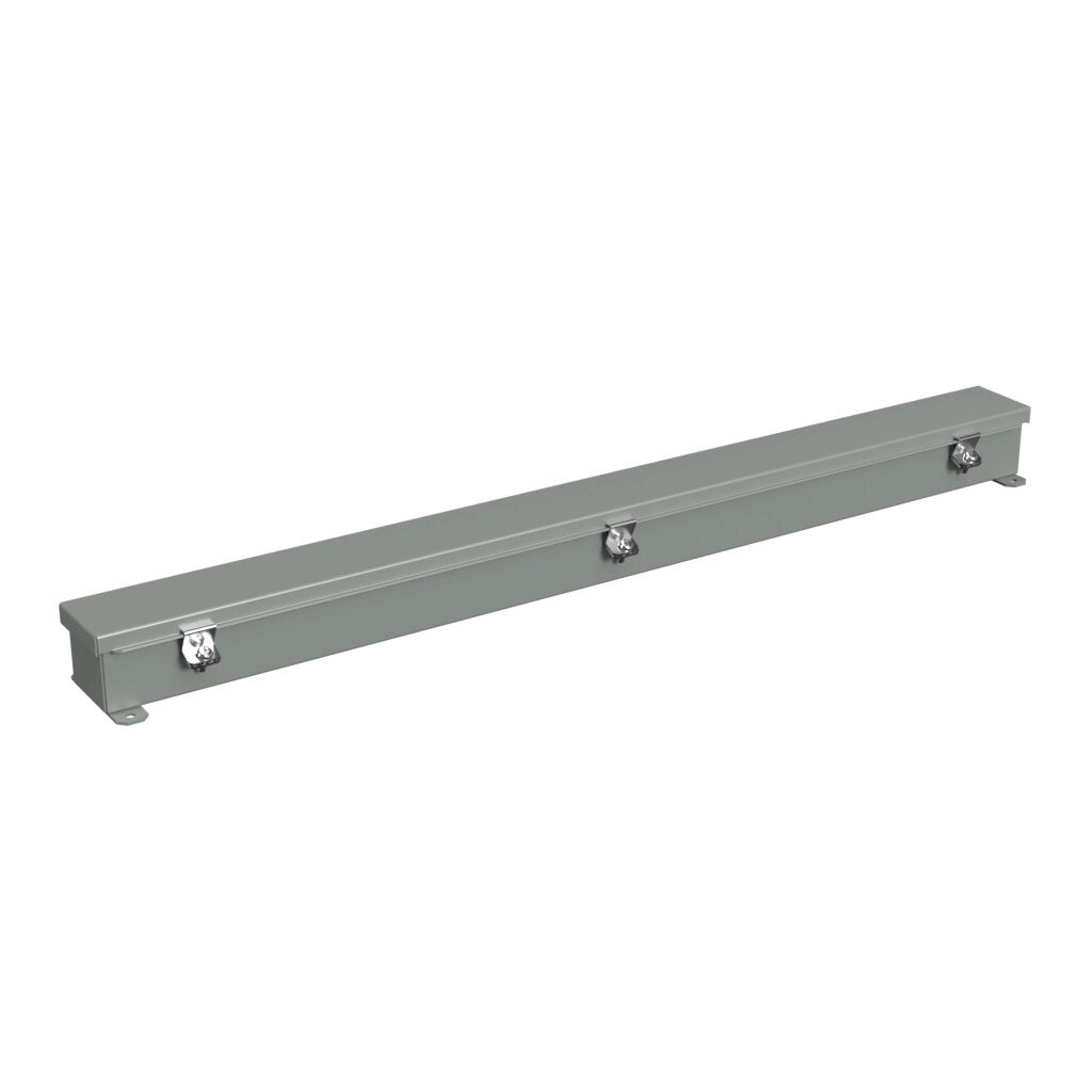 1486B36 - Hammond wiring trough, 2.5 x 2.5 x 36in (HxDxL), NEMA 1/4/12, carbon steel, ANSI 61 gray, powder coat finish, single-door.