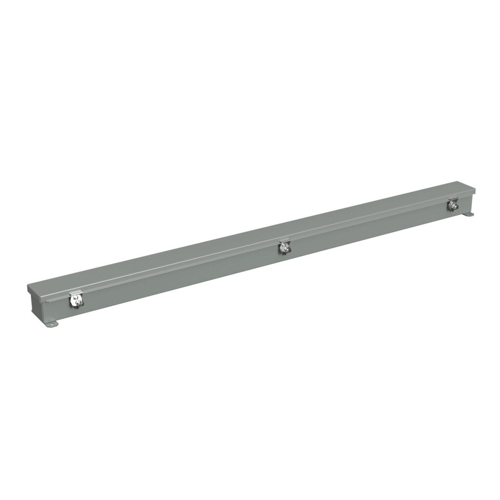 1486B48 - Hammond wiring trough, 2.5 x 2.5 x 48in (HxDxL), NEMA 1/4/12, carbon steel, ANSI 61 gray, powder coat finish, single-door.