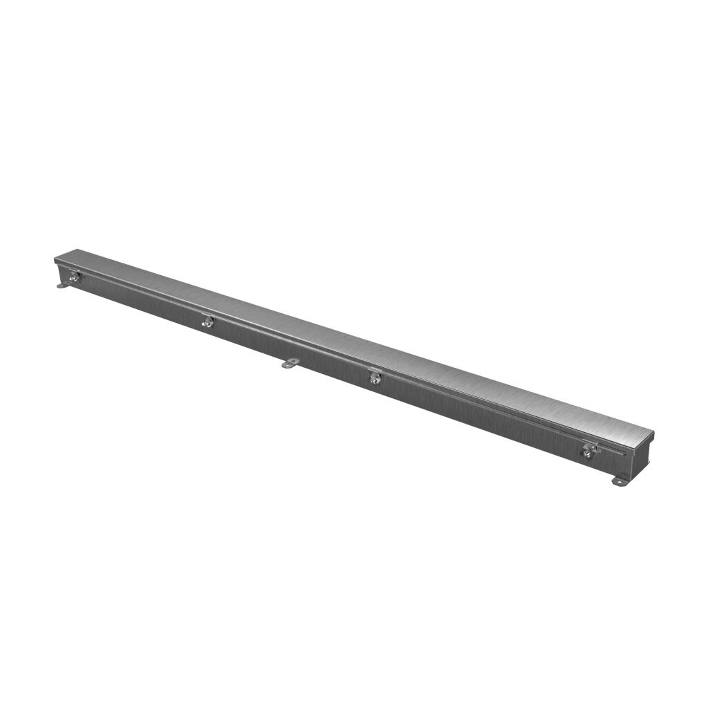 1486B60SS - Hammond wiring trough, 2.5 x 2.5 x 60in (HxDxL), NEMA 1/4/4X/12, 304 stainless steel, #4 brush finish, single-door.