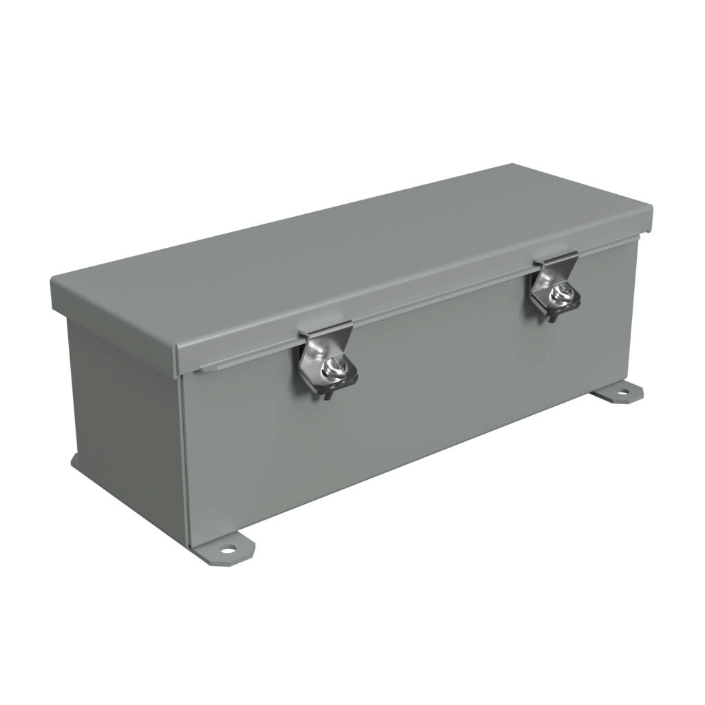 1486C12 - Hammond wiring trough, 4 x 4 x 12in (HxDxL), NEMA 1/4/12, carbon steel, ANSI 61 gray, powder coat finish, single-door.