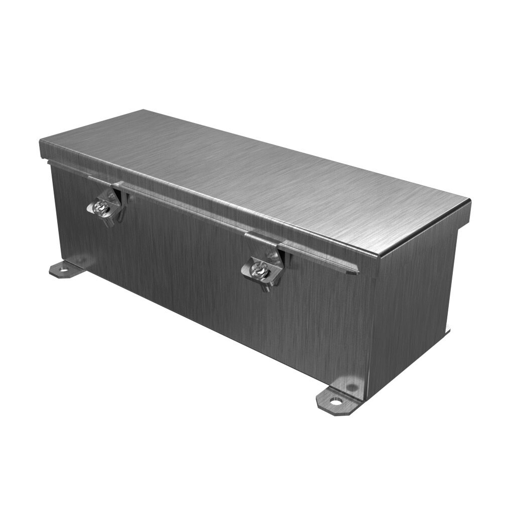 1486C12SS - Hammond wiring trough, 4 x 4 x 12in (HxDxL), NEMA 1/4/4X/12, 304 stainless steel, #4 brush finish, single-door.
