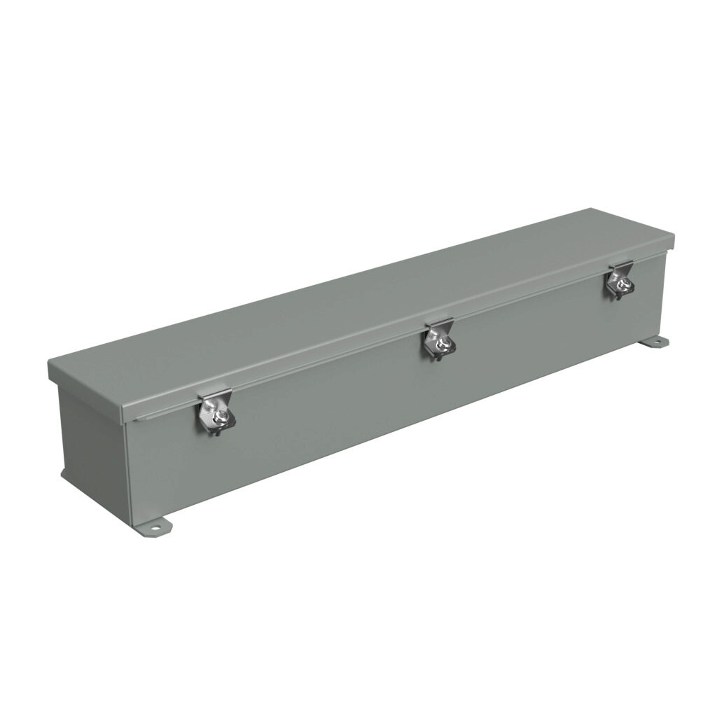 1486C24 - Hammond wiring trough, 4 x 4 x 24in (HxDxL), NEMA 1/4/12, carbon steel, ANSI 61 gray, powder coat finish, single-door.
