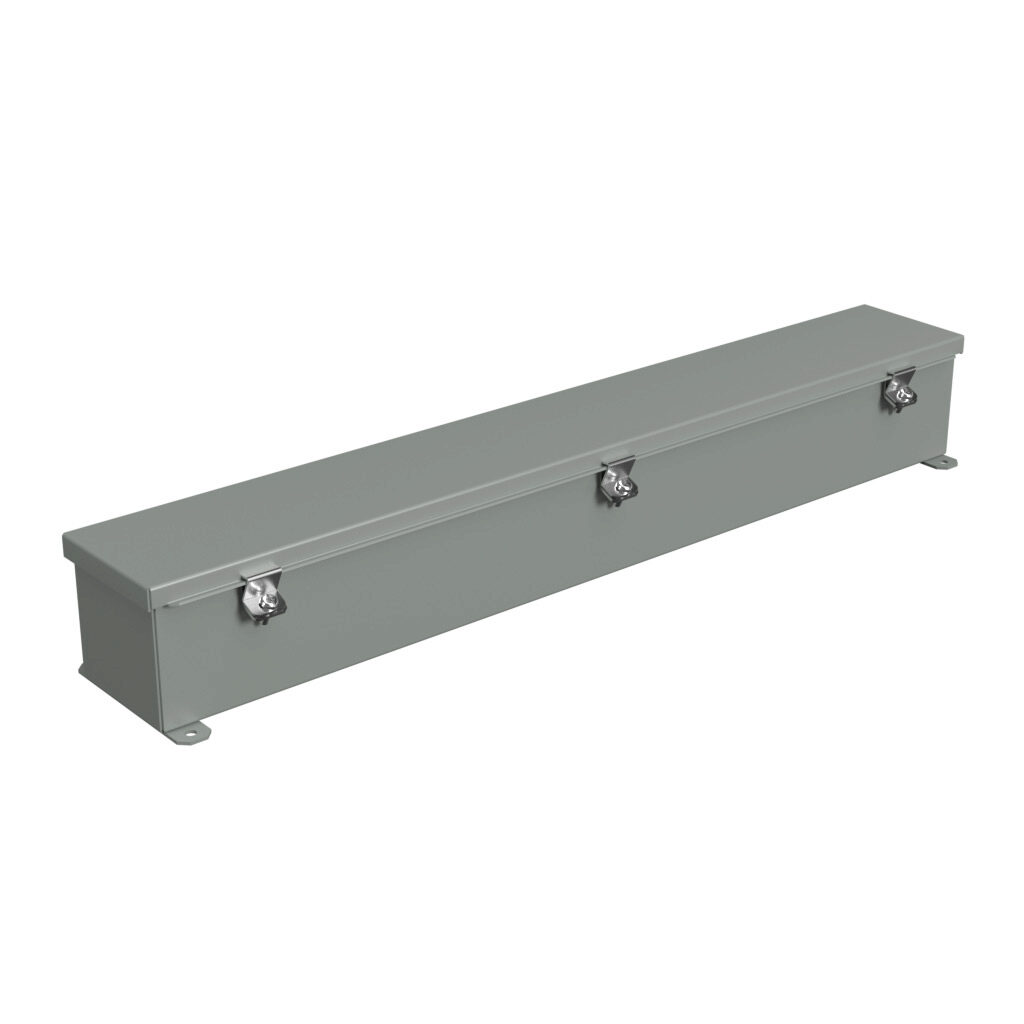 1486C30 - Hammond wiring trough, 4 x 4 x 30in (HxDxL), NEMA 1/4/12, carbon steel, ANSI 61 gray, powder coat finish, single-door.