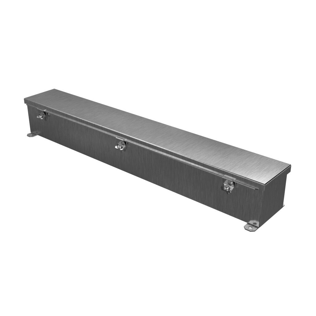 1486C30SS - Hammond wiring trough, 4 x 4 x 30in (HxDxL), NEMA 1/4/4X/12, 304 stainless steel, #4 brush finish, single-door.