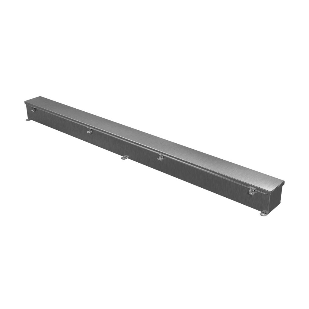 1486C60SS - Hammond wiring trough, 4 x 4 x 60in (HxDxL), NEMA 1/4/4X/12, 304 stainless steel, #4 brush finish, single-door.