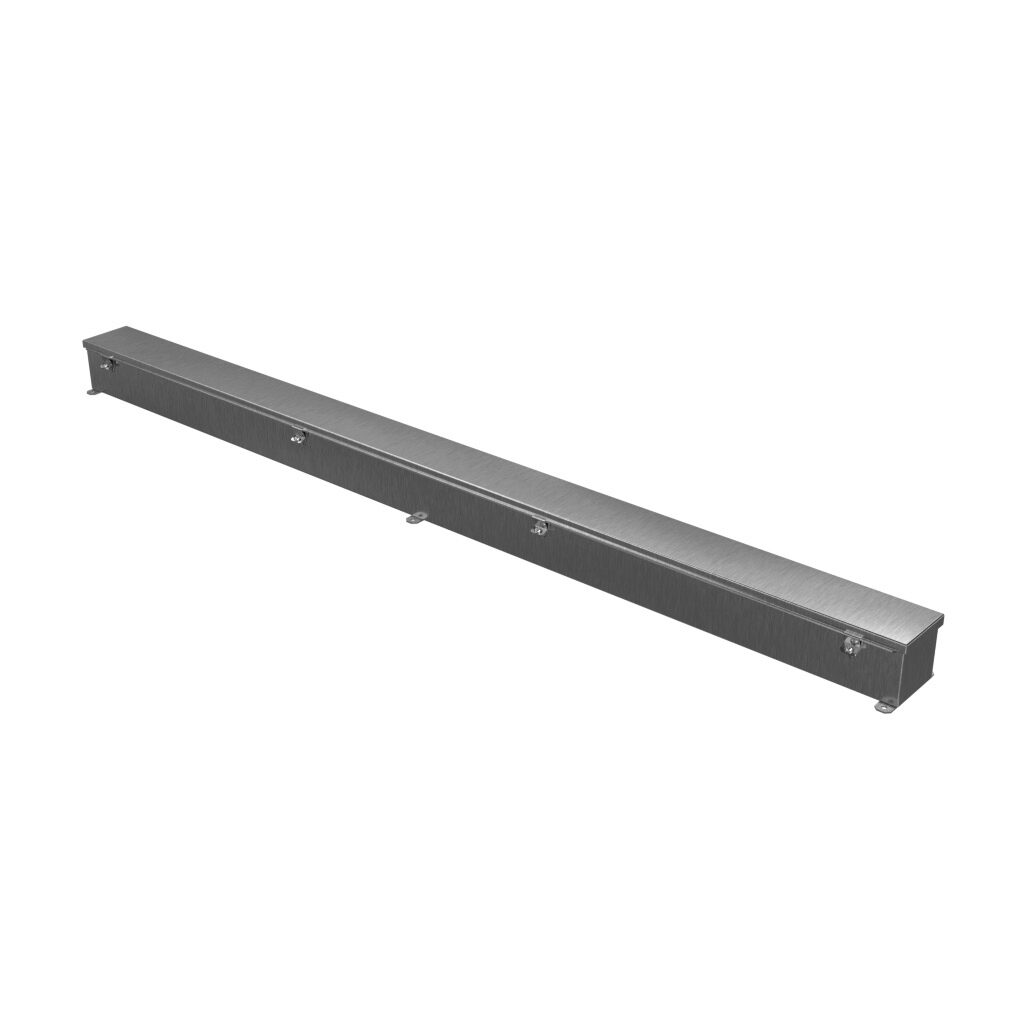 1486C72SS - Hammond wiring trough, 4 x 4 x 72in (HxDxL), NEMA 1/4/4X/12, 304 stainless steel, #4 brush finish, single-door.