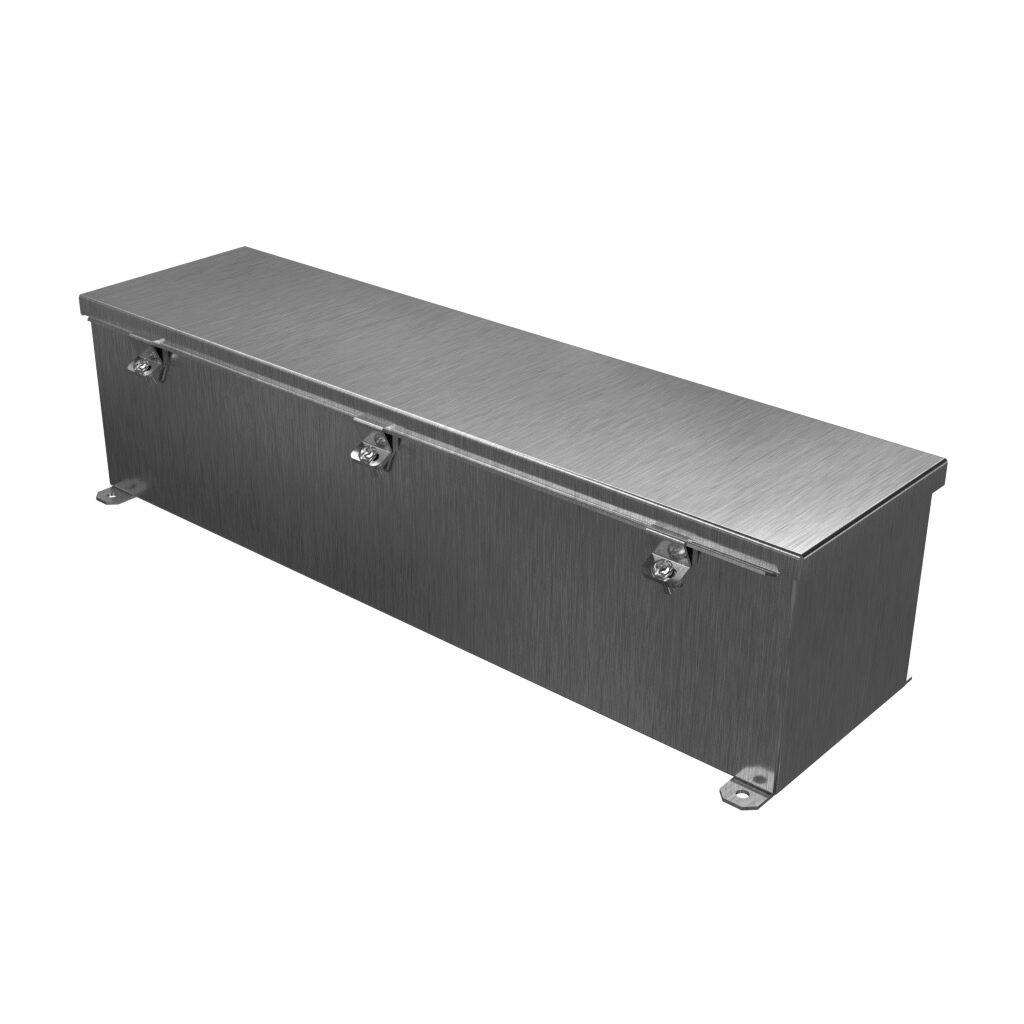 1486D24SS - Hammond wiring trough, 6 x 6 x 24in (HxDxL), NEMA 1/4/4X/12, 304 stainless steel, #4 brush finish, single-door.