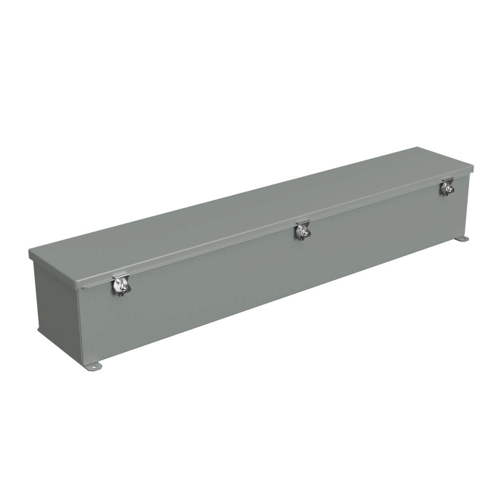 1486D36 - Hammond wiring trough, 6 x 6 x 36in (HxDxL), NEMA 1/4/12, carbon steel, ANSI 61 gray, powder coat finish, single-door.