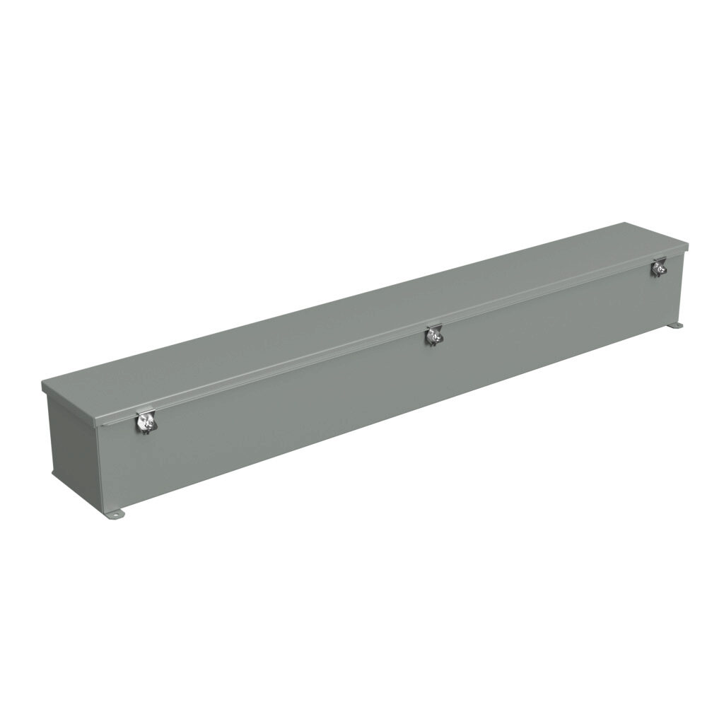 1486D48 - Hammond wiring trough, 6 x 6 x 48in (HxDxL), NEMA 1/4/12, carbon steel, ANSI 61 gray, powder coat finish, single-door.