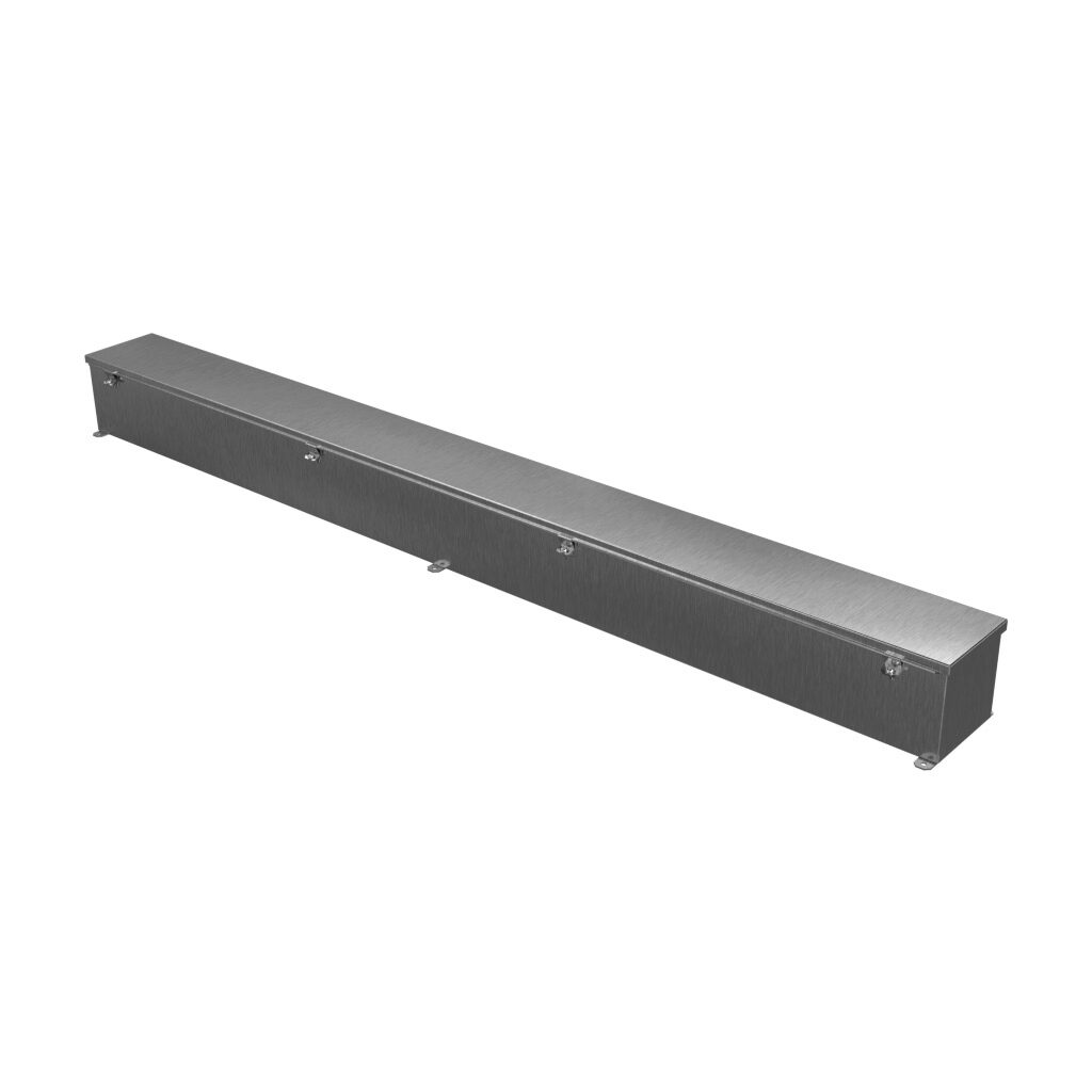 1486D72SS - Hammond wiring trough, 6 x 6 x 72in (HxDxL), NEMA 1/4/4X/12, 304 stainless steel, #4 brush finish, single-door.