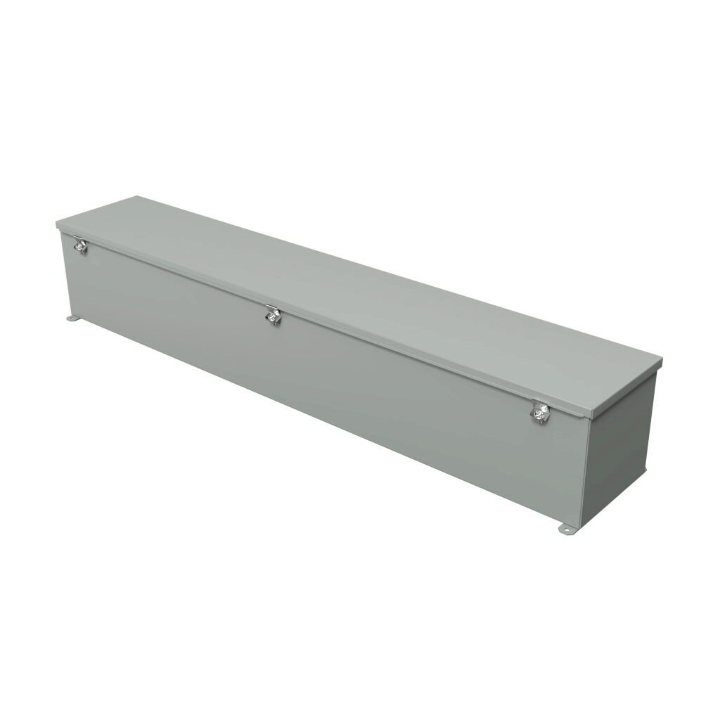 1486E48 - Hammond wiring trough, 8 x 8 x 48in (HxDxL), NEMA 1/4/12, carbon steel, ANSI 61 gray, powder coat finish, single-door.
