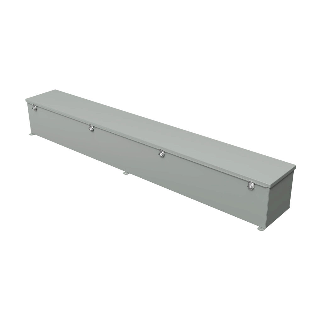 1486E60 - Hammond wiring trough, 8 x 8 x 60in (HxDxL), NEMA 1/4/12, carbon steel, ANSI 61 gray, powder coat finish, single-door.
