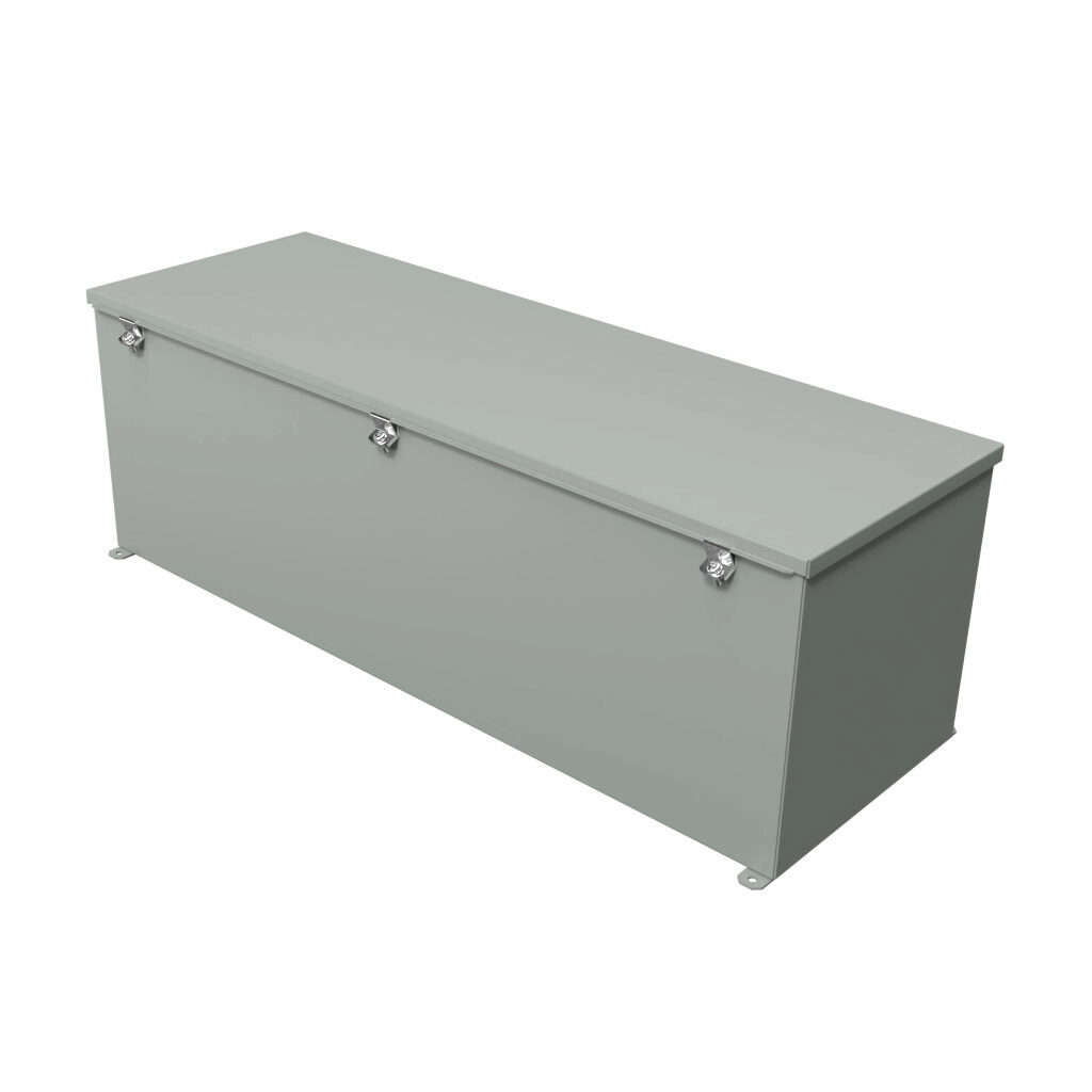 1486G36 - Hammond wiring trough, 12 x 12 x 36in (HxDxL), NEMA 1/4/12, carbon steel, ANSI 61 gray, powder coat finish, single-door.