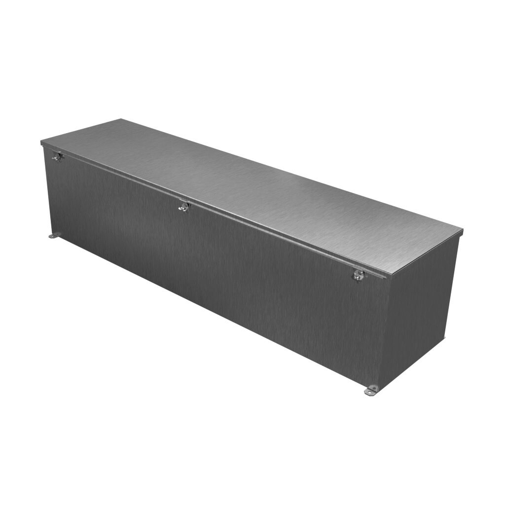 1486G48SS - Hammond wiring trough, 12 x 12 x 48in (HxDxL), NEMA 1/4/4X/12, 304 stainless steel, #4 brush finish, single-door.
