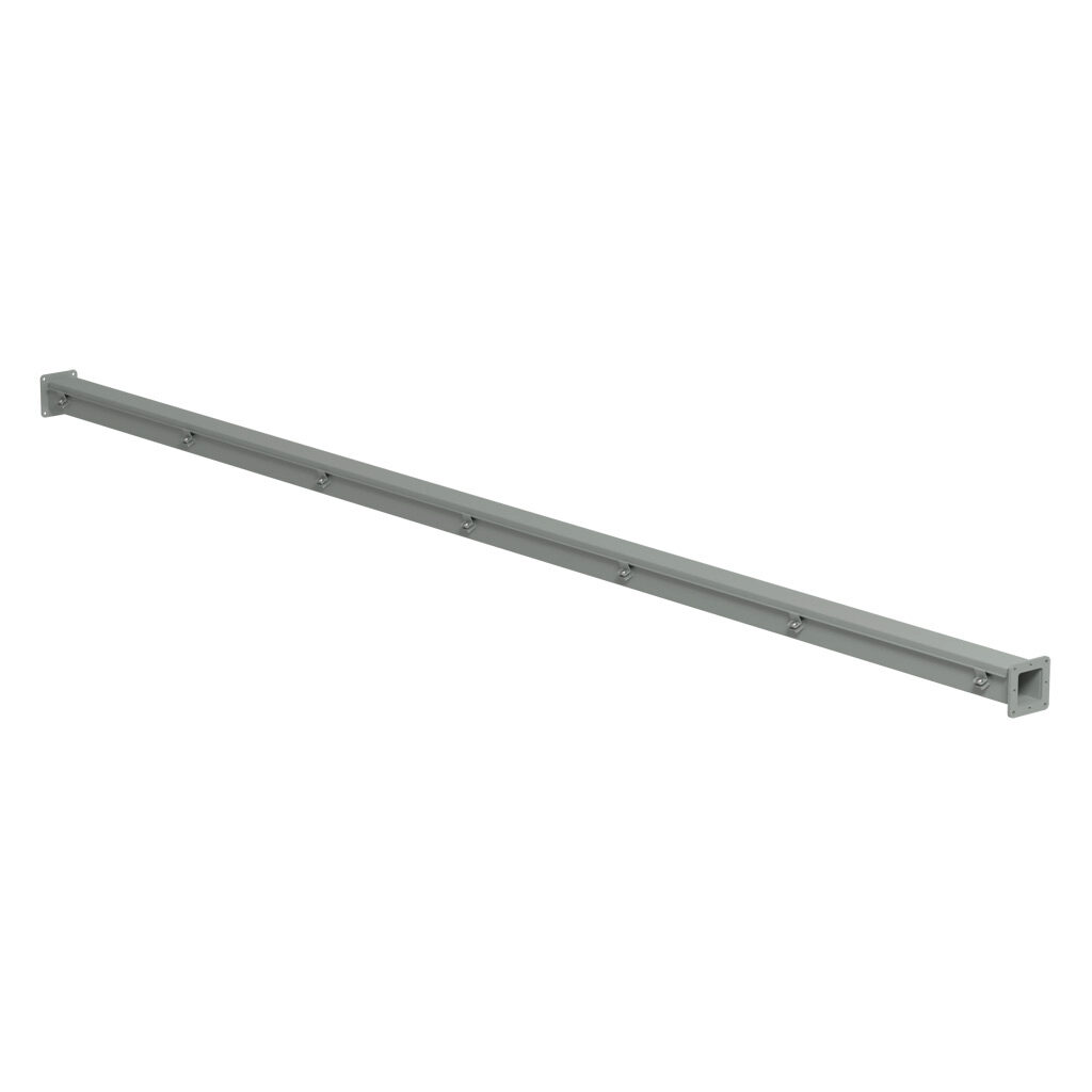 1487B120 - Hammond 1487 series pull-through wireway, 2.5 x 2.5 x 120in, carbon steel, ANSI 61 gray, powder coat finish, hinged cover, screw clamps, NEMA 12.