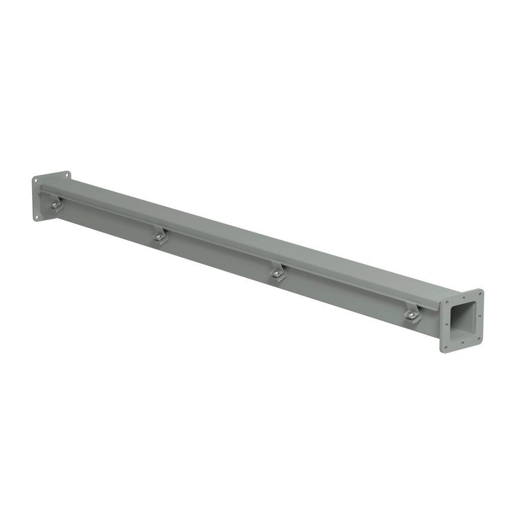 1487B48 - Hammond 1487 series pull-through wireway, 2.5 x 2.5 x 48in, carbon steel, ANSI 61 gray, powder coat finish, hinged cover, screw clamps, NEMA 12.