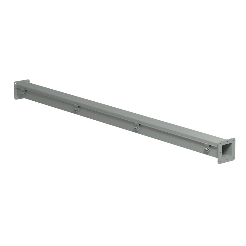 1487B60 - Hammond 1487 series pull-through wireway, 2.5 x 2.5 x 60in, carbon steel, ANSI 61 gray, powder coat finish, hinged cover, screw clamps, NEMA 12.