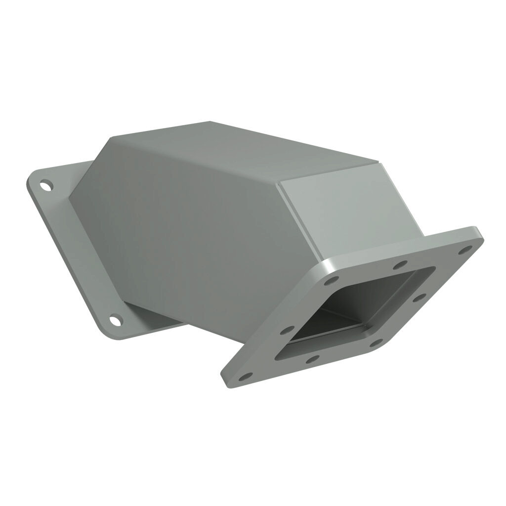 1487B9P - Hammond 1487 series pull-through wireway fitting, 90-degree elbow, 2.5 x 2.5in, carbon steel, ANSI 61 gray, powder coat finish, NEMA 12. For use with 1487 series wireway.