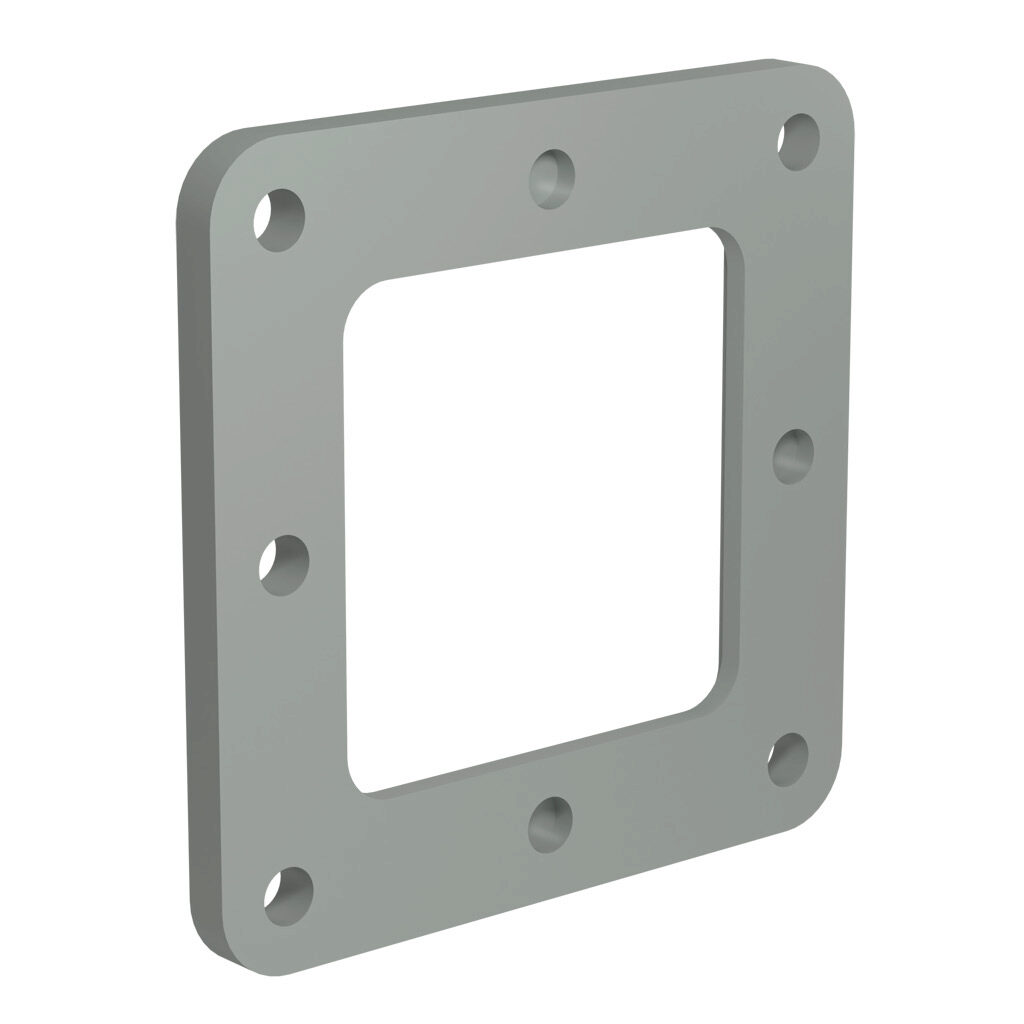 1487BK - Hammond 1487 series pull-through wireway fitting, box connector, 2.5 x 2.5in, carbon steel, ANSI 61 gray, powder coat finish, NEMA 12. For use with 1487 series wireway.