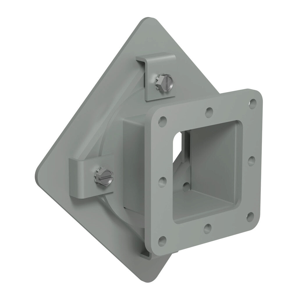 1487BV1 - Hammond 1487 series pull-through wireway fitting, box entry swivel nipple, 2.5 x 2.5in, carbon steel, ANSI 61 gray, powder coat finish, NEMA 12. For use with 1487 series wireway.