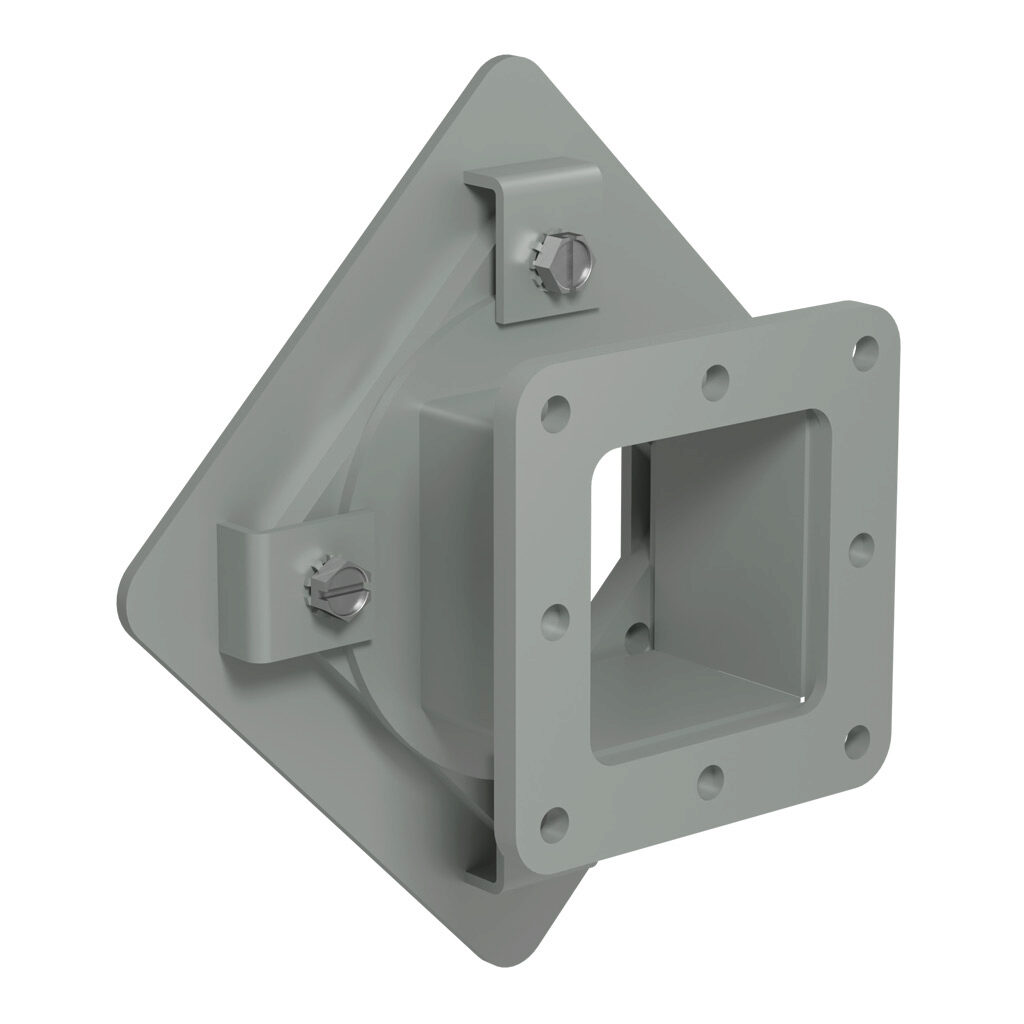 1487BV2 - Hammond 1487 series pull-through wireway fitting, standard swivel nipple, 2.5 x 2.5in, carbon steel, ANSI 61 gray, powder coat finish, NEMA 12. For use with 1487 series wireway.