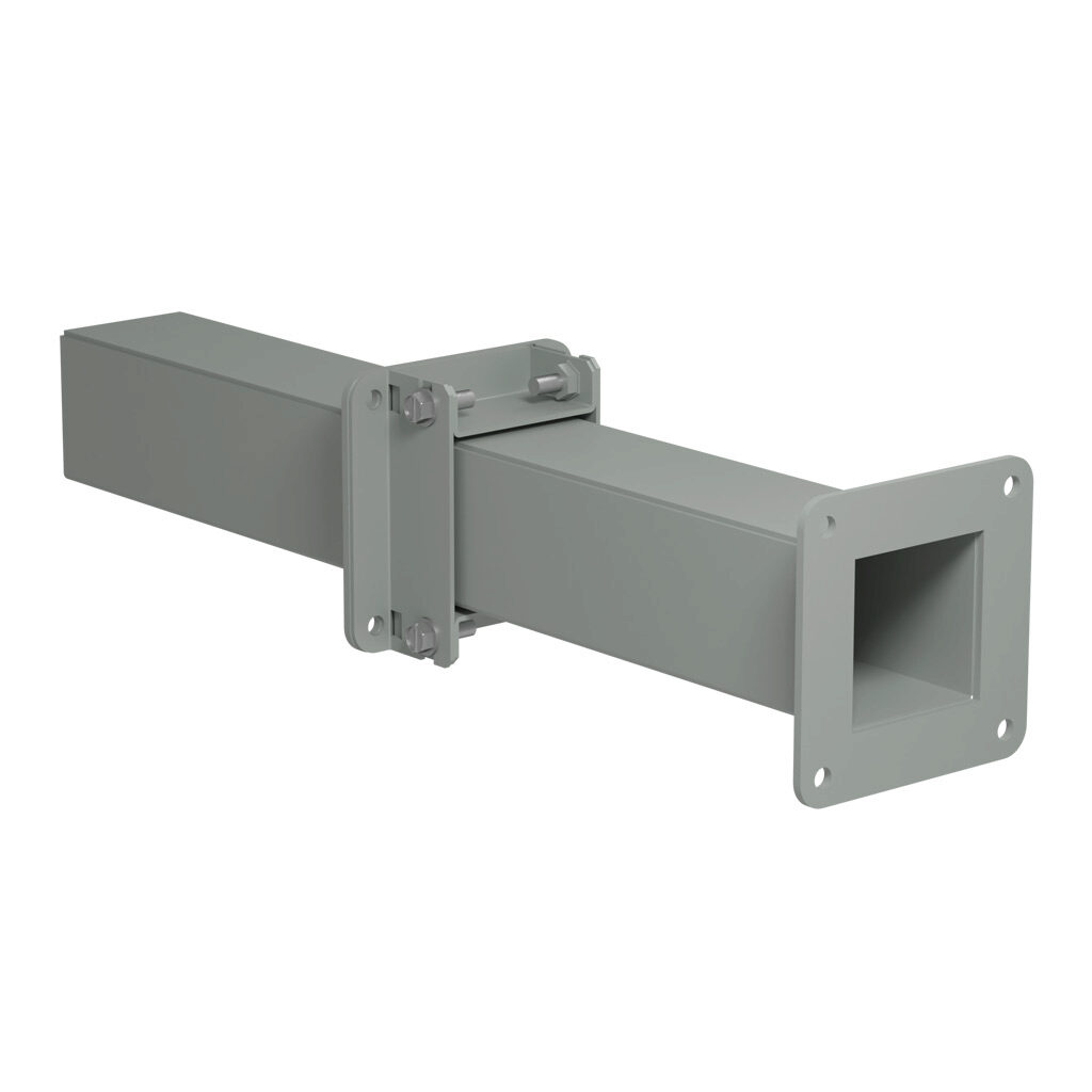 1487BX - Hammond 1487 series pull-through wireway fitting, adjustable fitting, 2.5 x 2.5in, carbon steel, ANSI 61 gray, powder coat finish, NEMA 12. For use with 1487 series wireway.