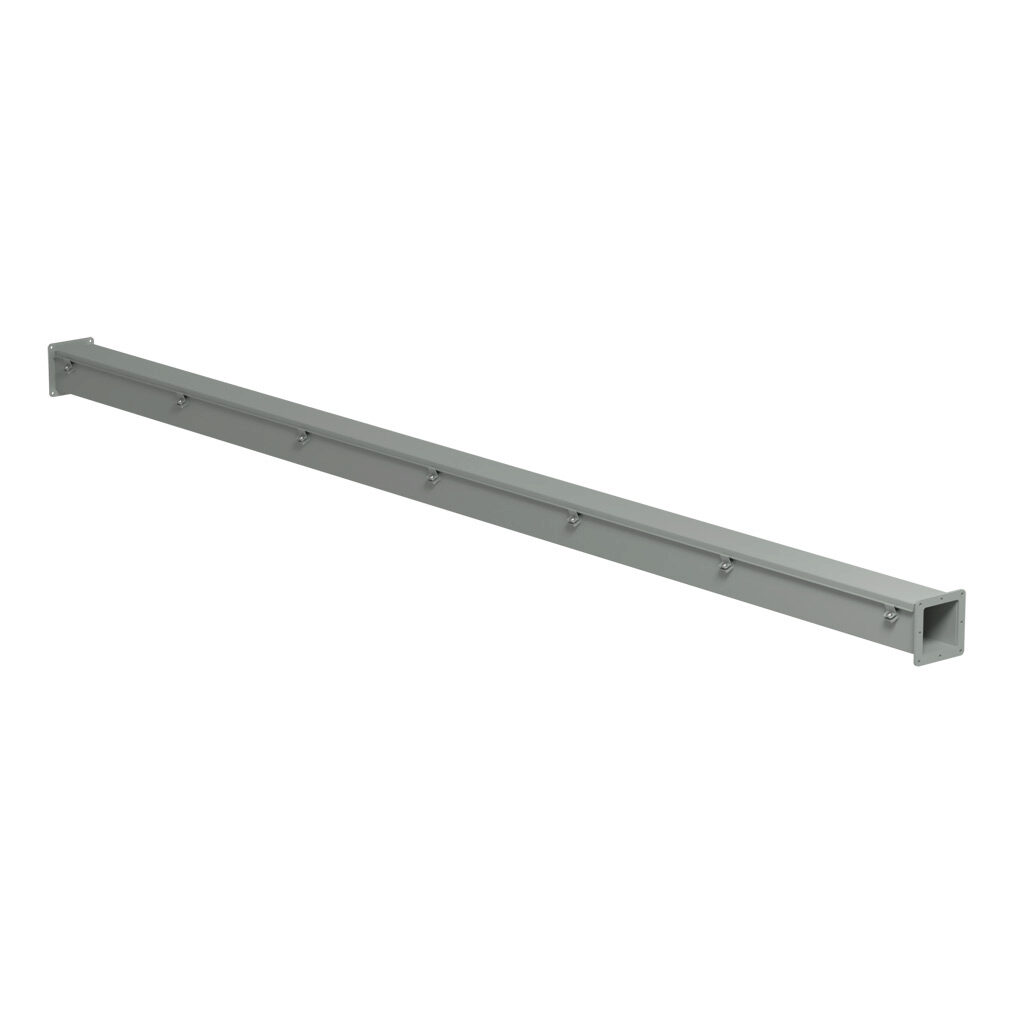 1487C120 - Hammond 1487 series pull-through wireway, 4 x 4 x 120in, carbon steel, ANSI 61 gray, powder coat finish, hinged cover, screw clamps, NEMA 12.
