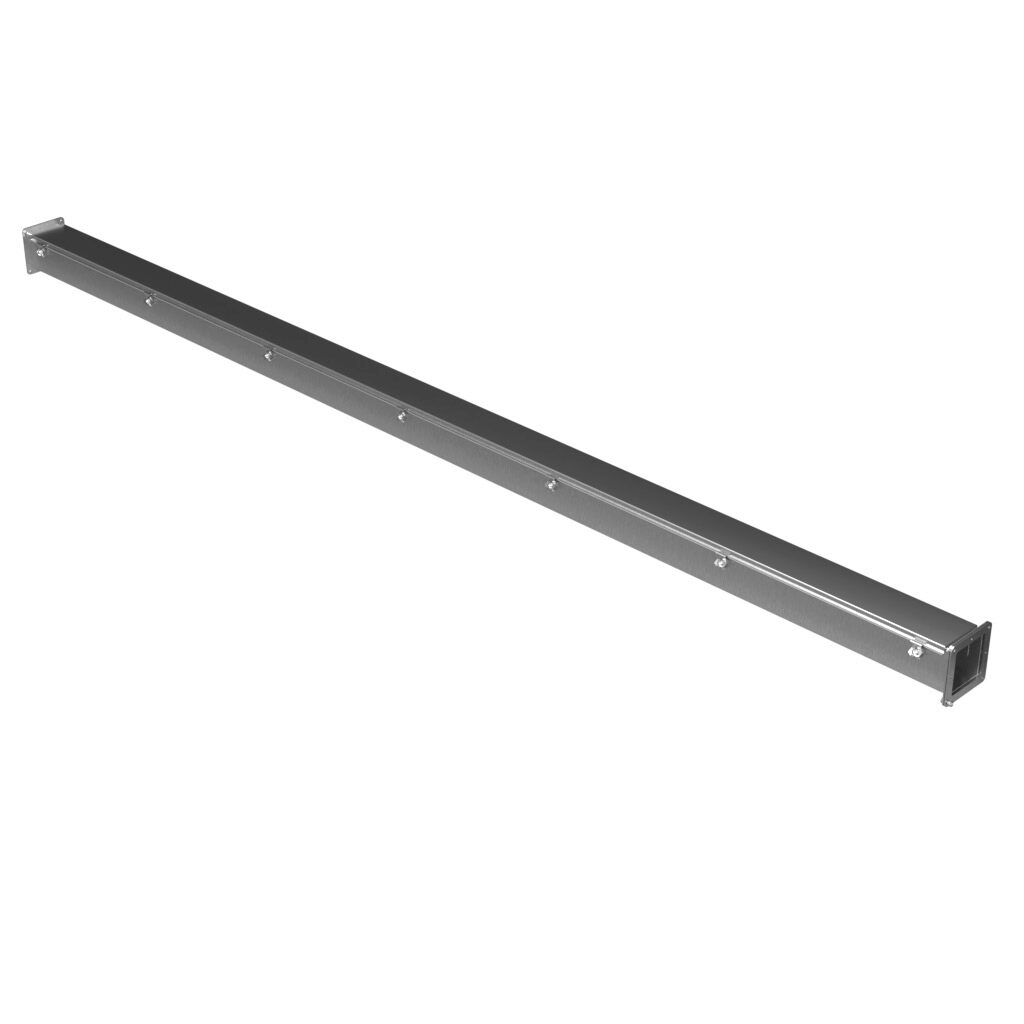 1487C120SS - Hammond 1487SS series pull-through wireway, 4 x 4 x 120in, 304 stainless steel, #4 brush finish, hinged cover, screw clamps, NEMA 4/4X/12.