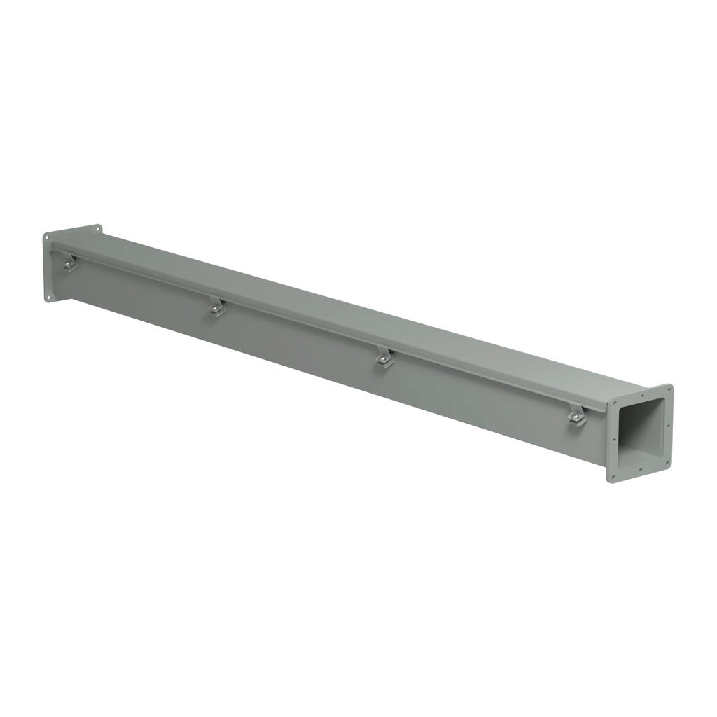 1487C60 - Hammond 1487 series pull-through wireway, 4 x 4 x 60in, carbon steel, ANSI 61 gray, powder coat finish, hinged cover, screw clamps, NEMA 12.