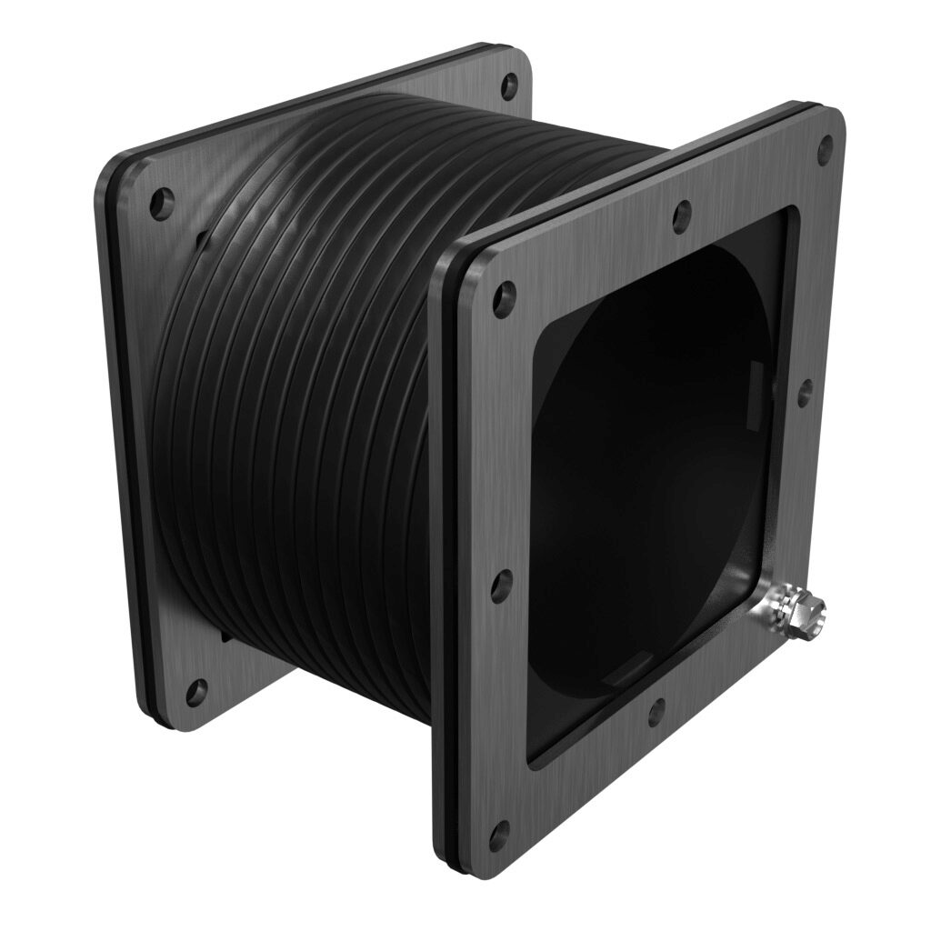 1487CFFSS - Hammond pull-through wireway fitting, flexible fitting, 4 x 4in, GortiflexTM bellows with 304 stainless steel flanges, #4 brush finish, NEMA 4/4X/12. For use with 1485 and 1487 series wireway.