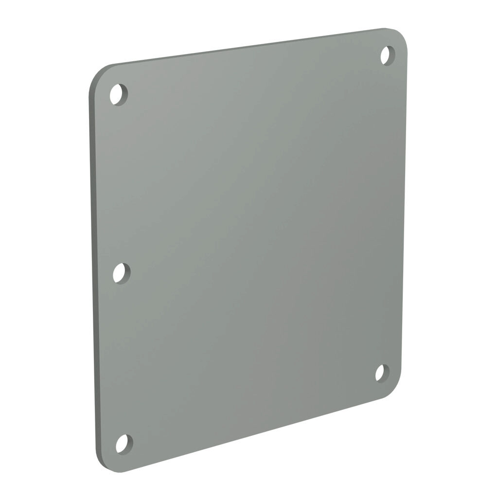 1487CH - Hammond 1487 series pull-through wireway fitting, cover plate, 4 x 4in, carbon steel, ANSI 61 gray, powder coat finish, NEMA 12. For use with 1487 series wireway.